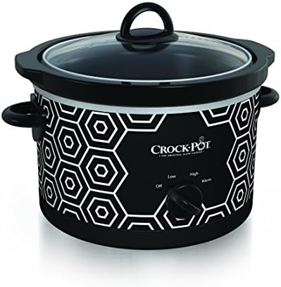 Crock-Pot 4.5 Quart Portable Slow Cooker – Black & White S11V